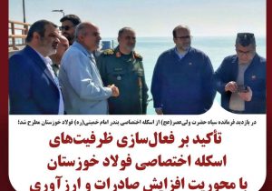 بازدید فرمانده سپاه حضرت ولی‌عصر(عج) از اسکله اختصاصی بندر امام خمینی(ره) فولاد خوزستان